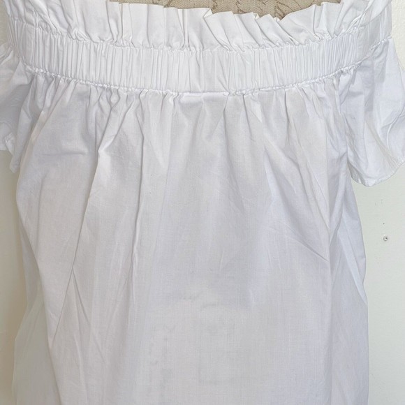 Gap Womens Off Shoulder White Blouse Ruffled Cotton Short Sleeve Size Small - Picture 7 of 12